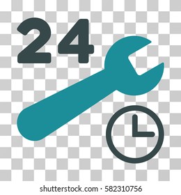 Service Hours vector pictograph. Illustration style is a flat iconic bicolor soft blue symbol on a transparent background.