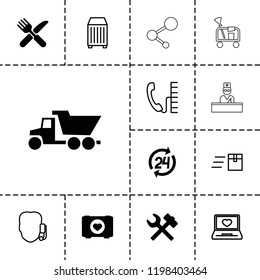 Service icon. collection of 13 service filled and outline icons such as wrench hummer, fork and knife, case with heart, support. editable service icons for web and mobile.