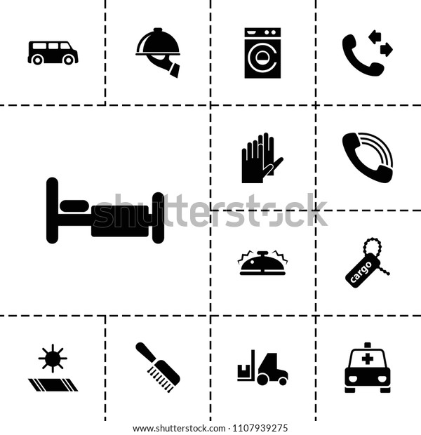 Service icon. collection of 13\
service filled icons such as washing machine, call, bed, cargo tag,\
dish serving, bell. editable service icons for web and\
mobile.