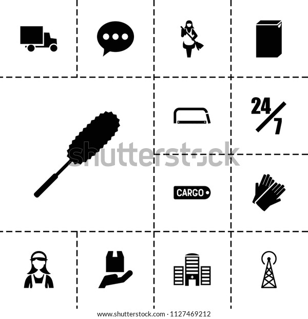 Service icon. collection of 13\
service filled icons such as signal tower, washing machine, gloves,\
dust brush, maid, chat. editable service icons for web and\
mobile.