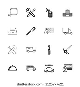 Service icon. collection of 16 service outline icons such as comb, van, car wash, screwdriver, wrench and screwdriver. editable service icons for web and mobile.