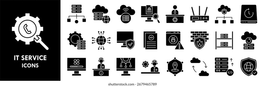 IT Service icon collection set. Containing design technology, service, business, computer, online, digital