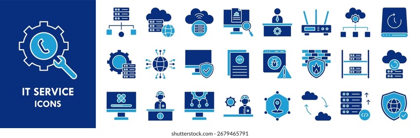 IT Service icon collection set. Containing design technology, service, business, computer, online, digital
