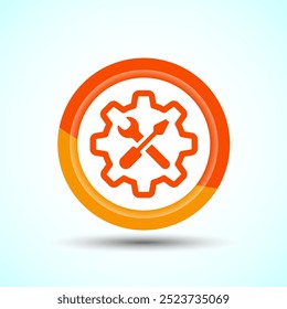 Service Icon Design Illustration, Maintenance Tools Icon For Apps and Websites, Orange Color Button Design