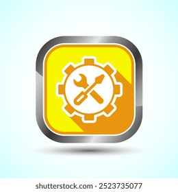 Service Icon Design Illustration, Maintenance Tools Icon For Apps and Websites, Yellow Shadow Button Design