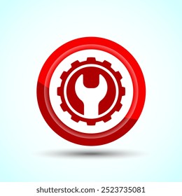 Service Icon Design Illustration, Maintenance Tools Icon For Apps and Websites, Red Color Button Design
