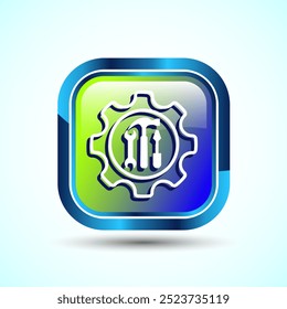 Service Icon Design Illustration, Maintenance Tools Icon For Apps and Websites, Glossy Square Button Design