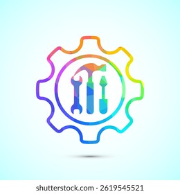 Service icon design illustration, maintenance tools sign symbol in low poly style
