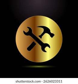 Service icon design illustration, maintenance tools sign symbol in gold color style