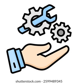 Service Icon in Flat Color Style With Outline. Simple Flat Icon Vector. Simple Vector Design