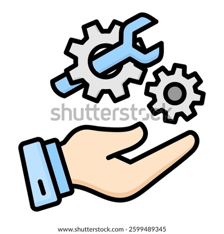 Service Icon in Flat Color Style With Outline. Simple Flat Icon Vector. Simple Vector Design