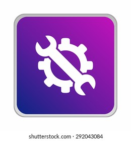 Service icon. Gear and wrench, Button