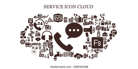  service icon set. 93 filled service icons. Simple modern icons about  - Phone call, Smartphone, Atm, Painting, Chat, Wash, Tools, Cloud, Worldwide, Pipe, Settings, Sold, Laser pen