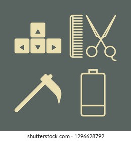 service icon set with comb and scissors, controls and battery vector illustration