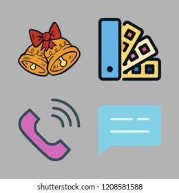 service icon set. vector set about chat, telephone, home repair and bell icons set.