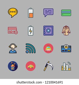 service icon set. vector set about battery, telemarketer, credit card and wifi icons set.