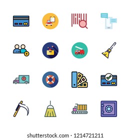 service icon set. vector set about donation, fire truck, cargo truck and lifeguard icons set.