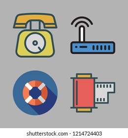 service icon set. vector set about telephone, negative, lifeguard and wifi icons set.