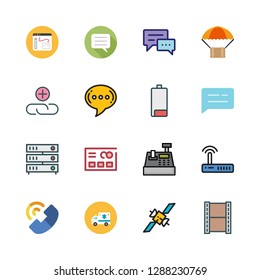 service icon set. vector set about battery, van, credit card and attachment icons set.