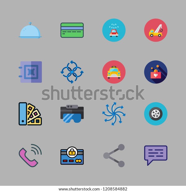 service icon set. vector set about tray,\
share, safebox and ar glasses icons\
set.