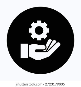 Ícone De Serviço, Configurações De Serviço Suportam Ícone De Estilo Circular De Glifo Preto Isolado. 