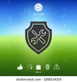 Service icon - shield with screwdriver and wrench