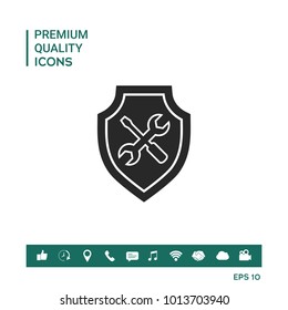 Service icon - shield with screwdriver and wrench