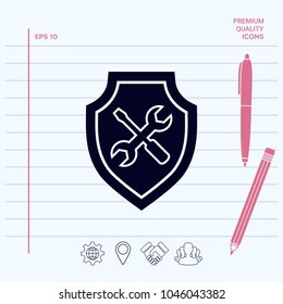 Service icon - shield with screwdriver and wrench