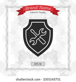 Service icon - shield with screwdriver and wrench