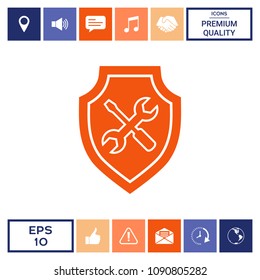 Service icon - shield with screwdriver and wrench
