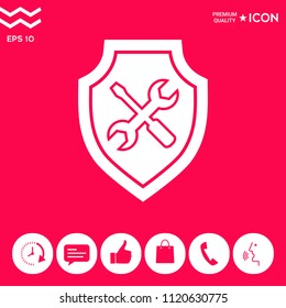 Service icon - shield with screwdriver and wrench