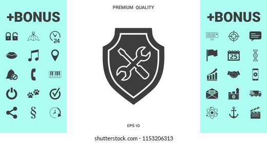 Service icon - shield with screwdriver and wrench
