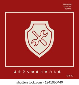 Service icon - shield with screwdriver and wrench. Graphic elements for your design
