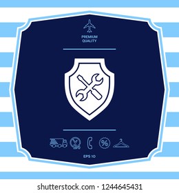 Service icon - shield with screwdriver and wrench. Graphic elements for your design