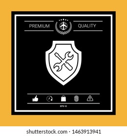Service icon - shield with screwdriver and wrench. Graphic elements for your design