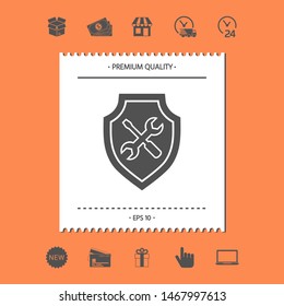 Service icon - shield with screwdriver and wrench. Graphic elements for your design