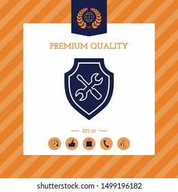 Service icon - shield with screwdriver and wrench. Graphic elements for your design
