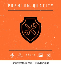 Service icon - shield with screwdriver and wrench. Graphic elements for your design