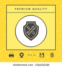 Service icon - shield with screwdriver and wrench. Graphic elements for your design