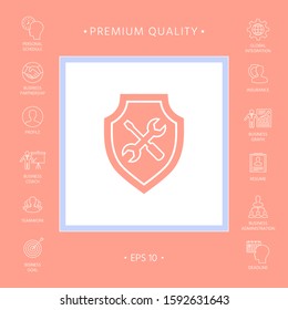 Service icon - shield with screwdriver and wrench. Graphic elements for your design