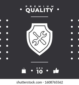 Service icon - shield with screwdriver and wrench. Graphic elements for your design