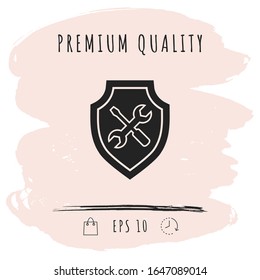 Service icon - shield with screwdriver and wrench. Graphic elements for your design