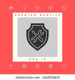 Service icon - shield with screwdriver and wrench. Graphic elements for your design