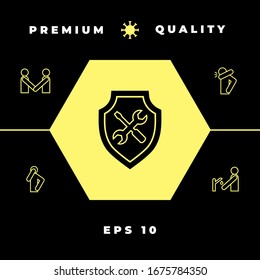 Service icon - shield with screwdriver and wrench. Graphic elements for your design