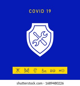 Service icon - shield with screwdriver and wrench. Graphic elements for your design