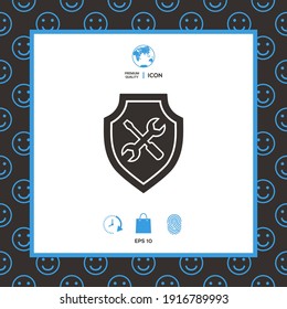 Service icon - shield with screwdriver and wrench, elements for your design