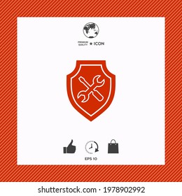 Service icon - shield with screwdriver and wrench, elements for your design