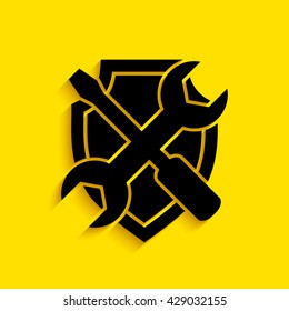 Service icon - shield with screwdriver and wrench