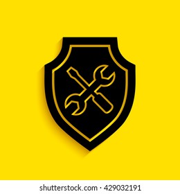 Service icon - shield with screwdriver and wrench