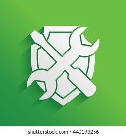 Service icon - shield with screwdriver and wrench